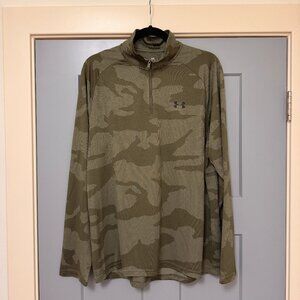 NWOT Under Armour Olive Green Camo Half Zip, Size L